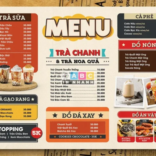 In Menu chống nước 10/2026